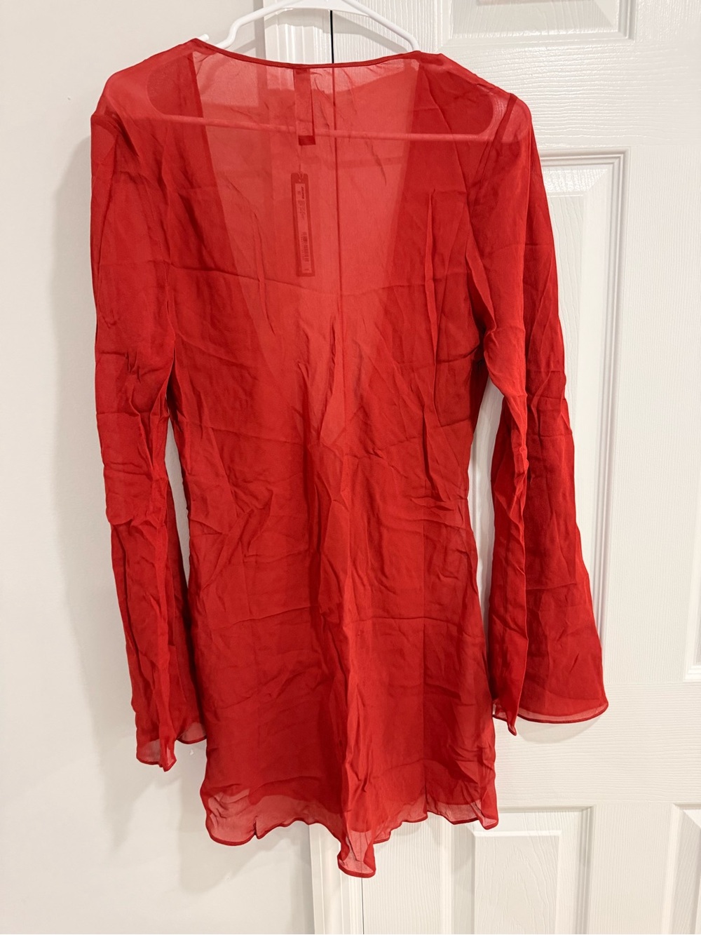 SKIMS Sheer Cover Ups Long Sleeve Mini Dress size Large color Auburn - Picture 5 of 5